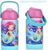 12oz Kids Insulated Water Bottle, Leak-proof Cup With Straws Lids, Kids Water Bottles For School Boys Girls, Stainless Steel Vacuum Insulated Bottle For Kids Children (Mermaid) - Image 5