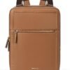 BOSTANTEN Leather Backpack 15.6 inch Laptop Bag Travel Casual Computer Backpack College Business Work Shoulder Bags with Trolley Sleeve for Women Men Brown