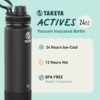 Takeya Actives 24 oz Vacuum Insulated Stainless Steel Water Bottle with Spout Lid, Premium Quality, Onyx - Image 2