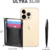 Travelambo Front Pocket Minimalist Leather Slim Wallet RFID Blocking Carbon Fiber Texture - Image 9