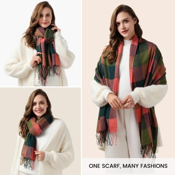 Scarf for Women - Women's Fall Winter Scarfs, Classical Scottish Checked Long Shawl Wrap Scarf, Warm Scarves for Women - Image 6