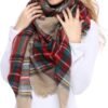 Women's Plaid Blanket Winter Scarf Warm Cozy Tartan Wrap Oversized Shawl Cape