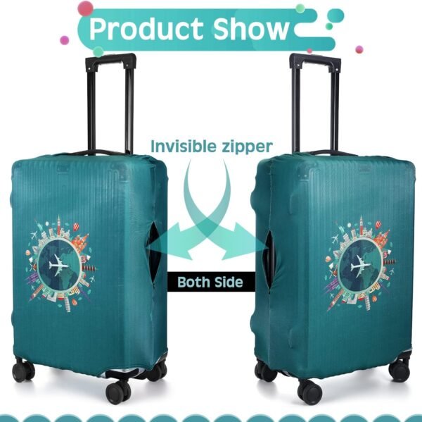 Sherr 3 Pieces Travel Luggage Cover Suitcase Protector Anti Scratch Suitcase Cover Washable Baggage Covers (Travel Theme,Medium/L/XL) - Image 4