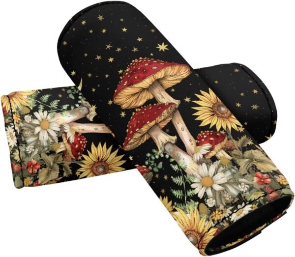 BIGCARJOB Mushroom Sunflower Luggage Handle Wrap Set for Suitcase 2 Pieces Suitcase Identifier Protective Cover Trolley Case Grip Travel Luggage Accessories Door Handle Replacement - Image 7