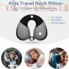 COOLBEBE Kids Travel Neck Pillow for Airplane, Toddler Neck Pillow for Traving, Comfortably Double Support for Head, Neck, and Chin, Travel Gifts for Children(1, Black) - Image 2