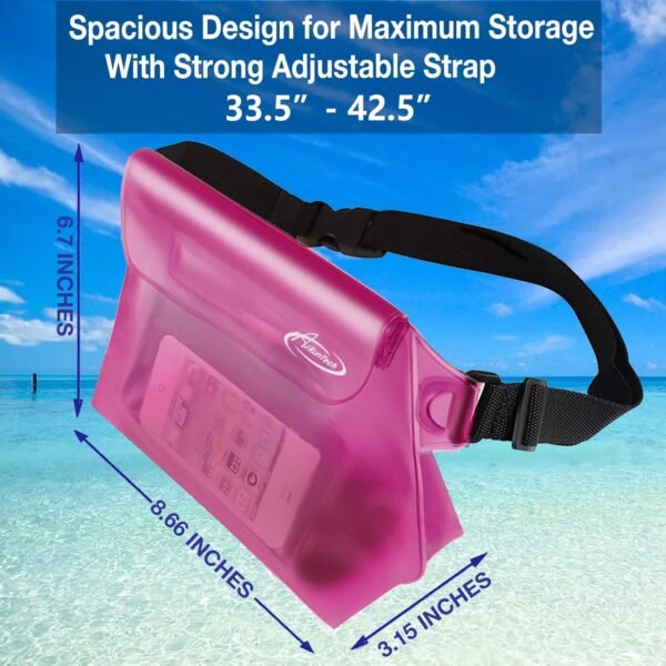 AiRunTech Waterproof Pouch with Waist Strap (2 Pack) | Adjustable Waterproof Dry Fanny Bag for Boating Swimming Kayaking Surfing | Beach Cruise Travel Accessories Essentials Vacation Must haves - Image 6