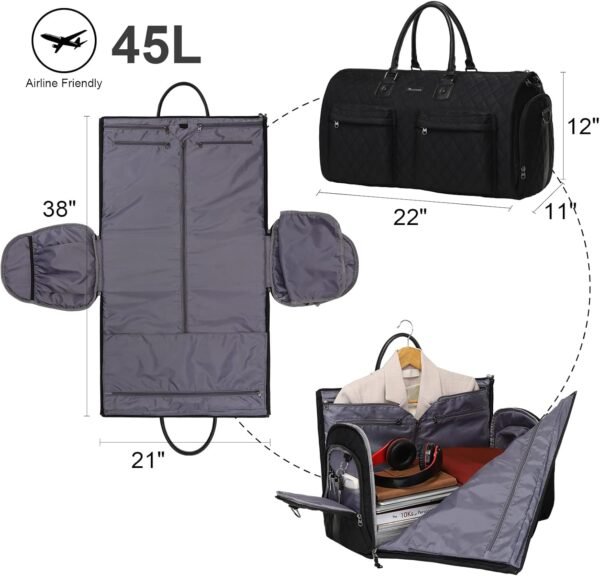 Womens Convertible Garment Bags for Travel, Modoker Waterproof Carry On Garment Bag Garment Duffel Bag - Image 2
