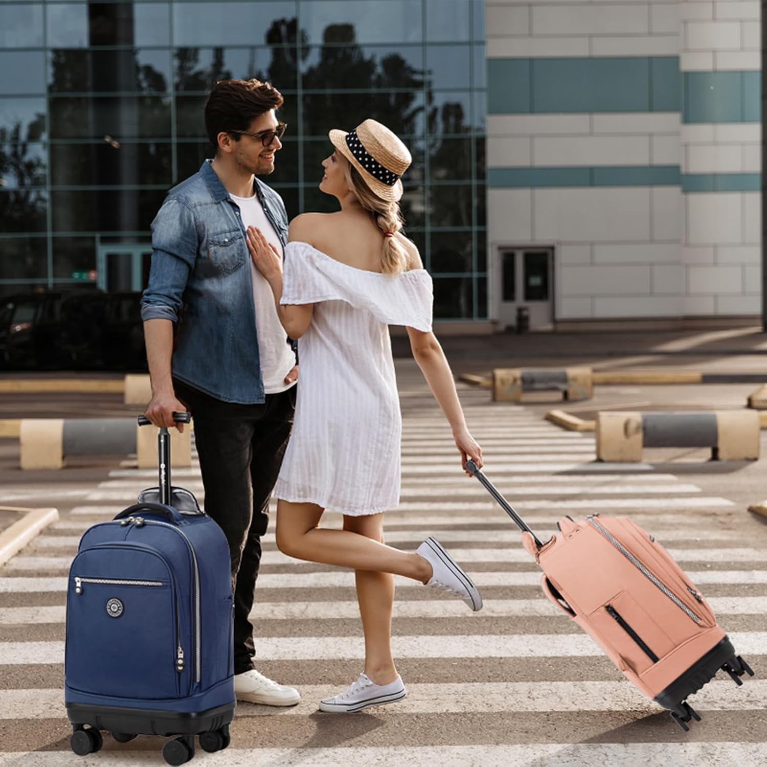 Rolling Backpack with Detachable Wheels 18 inch Wheeled Laptop Backpack Carry on Luggage Bag for Women Men to Travel - Image 5