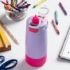 Ello Kids Colby 12oz Stainless Steel Insulated Water Bottle with Straw and Built-In Silicone Coaster Carrying Handle and Leak-Proof Locking Lid for School Backpack, Lunchbox, and Outdoor Sports - Image 2