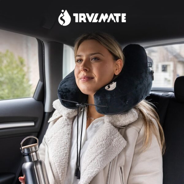 Inflatable Neck Pillow - Adjustable and Compact Travel Pillow, Ultimate Comfort for Long Flights, Airplane Pillow with Detachable Hood - Your Essential Travel Companion - Image 9