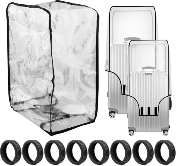 3Pcs 20 24 28 inch Suitcase Protectors Cover and 8Pcs Suitcases Wheel Covers, Clear PVC Waterproof Dustproof Anti-Scratch Luggage Cover Travel Suitcase Cover Protectors - Image 3