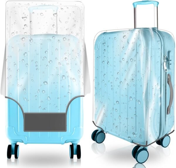 Upgraded Extra Thickness Clear Luggage Cover, 0.3mm 24" PVC Suitcase Cover Protector, Transparent Luggage Protector for Suitcase Cover, Waterproof Dustproof Anti-scratch Travel Suitcase Covers