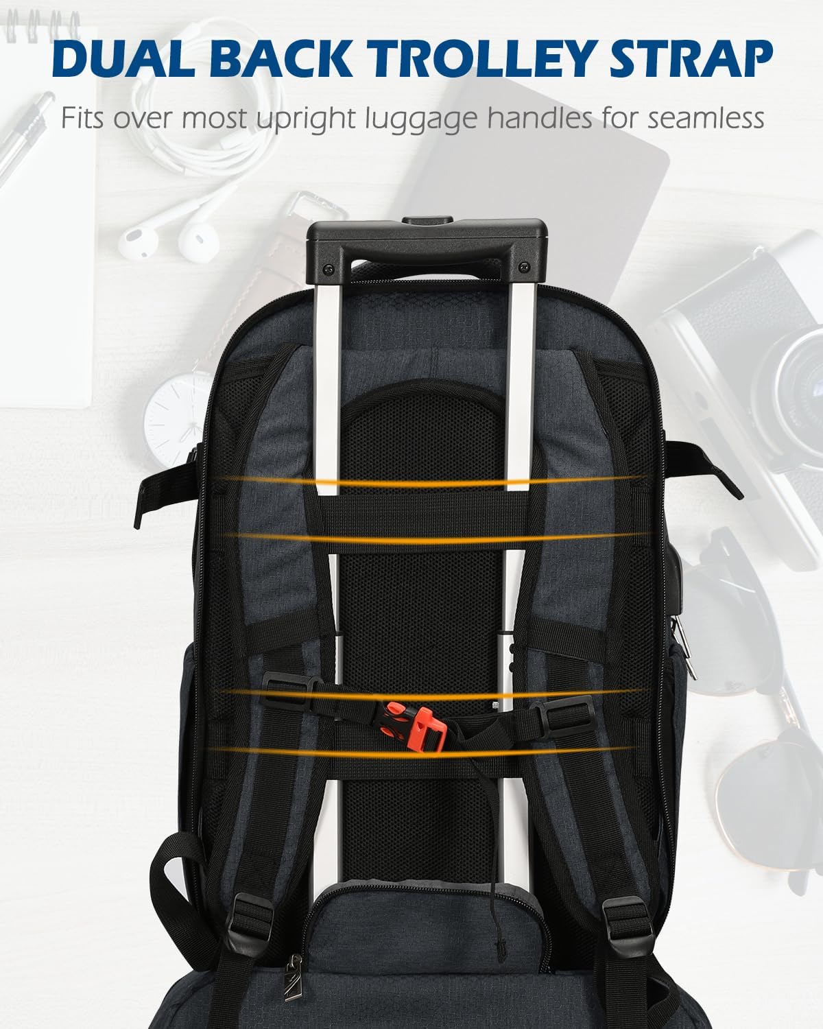 Hynes Eagle 2 in 1 Travel Backpack 22 inches Carry on Luggage 63L Rolling Backpack for Men Women with Packing Cubes 3PCS Set Grey Waist Pack Grey - Image 8