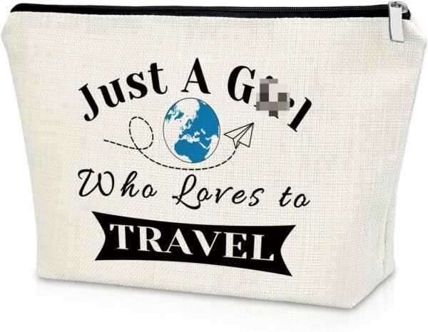 Sazuwu Travelers Gifts for Women Makeup Bag World Adventure International Traveler Gifts Travel Lovers Gift Ideas Cosmetic Bag Gifts for Travel Buddies Beach Girls Trip Travel Gifts