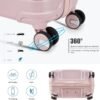 Somago 20" Carry On Luggage and 14" Mini Cosmetic Cases Travel Set Lightweight Polypropylene Suitcase with TSA Lock YKK Zipper Hardside Luggage with Spinner Wheels (2 Piece Set, Nude Pink) - Image 4
