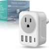 European Travel Plug Adapter, International Travel Adapter with Fast Charing, 4 USB Ports, 5-in-1 Type C Power Adapter for US to Most of Europe Iceland Spain Italy France Germany