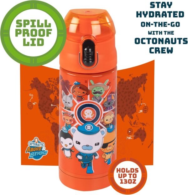 Octonauts Above & Beyond Orange Stainless Steel 13 oz Insulated Water Bottle for Kids - Spill Proof Lid, Easy to Use, Reusable - Keep Liquids Hot/Cold For Hours -Perfect for Travel, School, On-The-Go - Image 5
