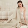 EMME Cotton Throw Blanket Large 50"x70" 100% Muslin for Couch Breathable Gauze All Season Soft and Lightweight Pre-Washed (Light Tan) - Image 6