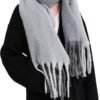 Bestshe Women's Winter Warm Scarf Plaid Tassel Soft Scarf Fashion Chunky Oversized Blanket Scarves Wrap Shawl