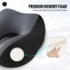 Travel Pillow, Neck Pillow for Travel with Hood for Airplane, Velvet Memory Foam Neck Pillow Adult Head & Neck Support, for Long Flights Plane, Office, Cars Sleeping & Rest (Black) - Image 6