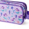 Kids Toiletry Bag for Girls, Travel Toiletry Bag for Little Young Girls Cosmetic Bag Makeup Bag Waterproof Hanging Wash Bag Toddler Toiletries, Mermaid Purple