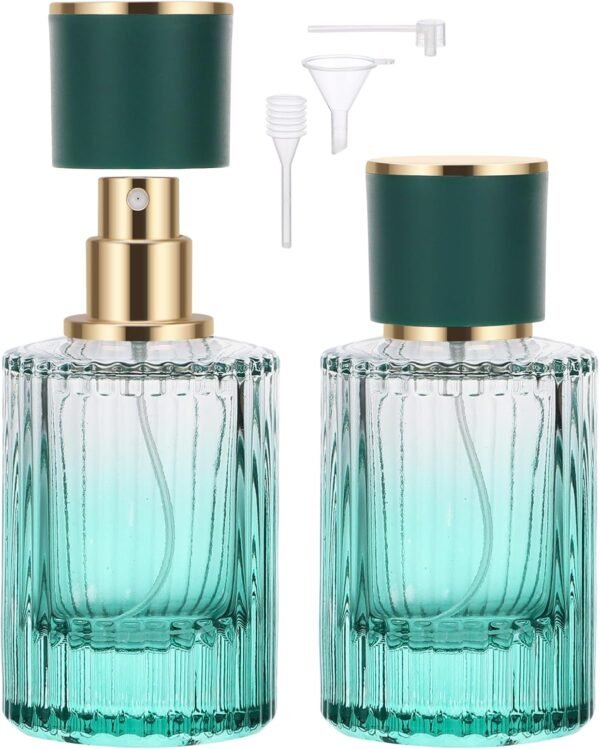Segbeauty Cologne Travel Bottle Refillable, 2 Packs 50ml Glass Perfume Bottle Atomizer Spray Bottle, Empty Refillable Travel Bottles Fragrance Atomizer Essential Oil Perfume Container for Men Women