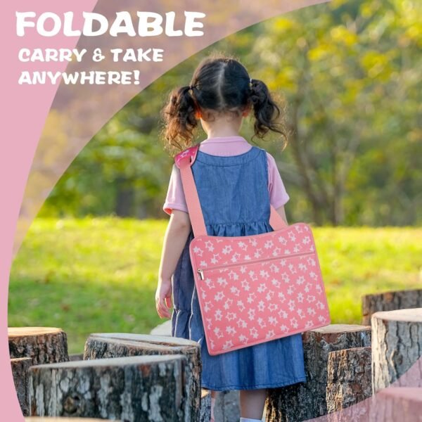 Kids Travel Tray for Toddler Car Seat, Lap Tray for Girl Activities with Dry Erase Board & Cooler Cup Holder, Road Trip Essentials Accessories with No-Drop Large Tablet iPad Holder Stand,Pink - Image 7