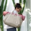 BAGSMART BAGSMART Gym Bag for Women, Carry on Weekender Overnight Bag, Travel Duffel Bags with Trolley Sleeve, Personal Item Travel Bag Tote Bag Workout Dance Bag, Beige-34L - Image 2
