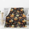 Fall Maple Leaf Pumpkin Spider Web Blanket Throw Blanket Travel Blanket Warm Flannel Fleece Blankets Cozy Soft Blanket Gifts for Women Men Girls Boys Pet Kids 50"x40" - Image 2