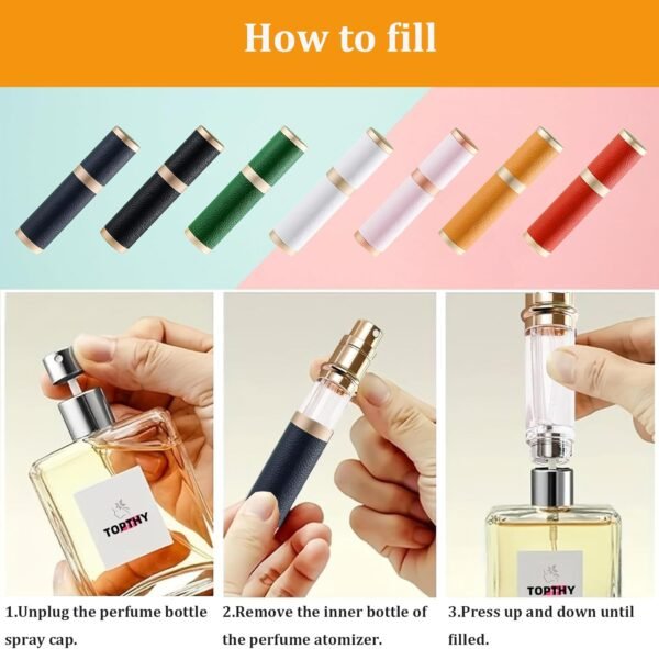 Perfume Travel Refillable Bottle Cologne Fragrance Scent Atomizer Bottom Pump Fill Perfume Sprayer 5ml Travel Essential with Gift Leather Case for Men Women (Black & Green) - Image 8