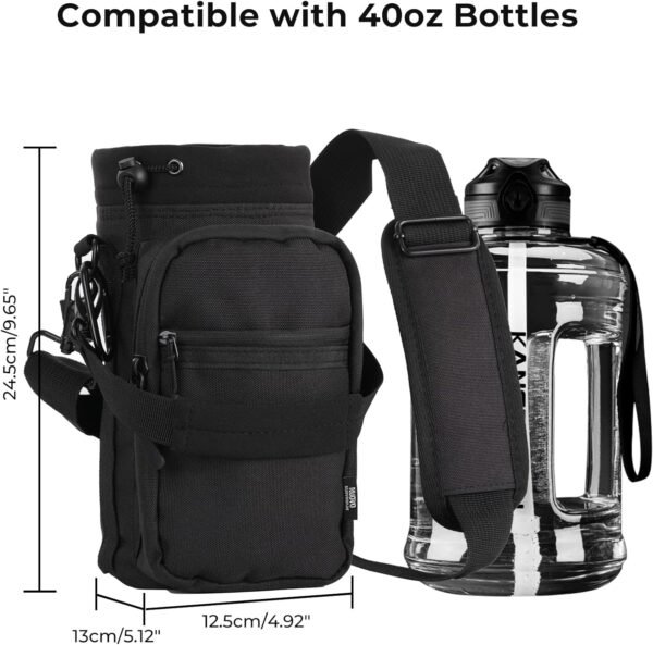Nuovoware Water Bottle Carrier, 40oz Bottle Carrier Sports Insulated Water Bottle Holder with Adjustable Shoulder Strap, 2 Pockets Flask Sling Bag Drawstring Pouch for Climbing Hiking Walking - Image 6