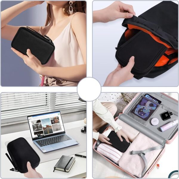 Electronics Organizer Travel Case, Travel Accessories Essentials for Men Women, Cord Organizer Travel Tech Pouch, Waterproof Double Layers Storage Bag for Cable, Charger, Phone, Earphone, Black - Image 5