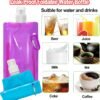 10 Pack Collapsible Water Bottles,Reusable Drinking Water Bags with Carabiner Clip,480ml Travel Water Bottle,Leak Proof Water Bottles for Camping,Hiking Travel,Gym,Sports,Biking,BPA Free - Image 6
