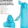 Collapsible Water Bottles, Foldable Silicone Travel Water Bottle with Straw Strap, Leak Proof, No BPA, Ideal for Traveling, Hiking, Outdoors, 20Oz (Ocean Breeze) - Image 2