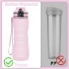 OLDLEY 25 oz Water Bottle, Motivational Water Bottle with Time Marker, Sports Water Bottle With Strap, Leakproof & BPA Free Large Water Bottles for School, Gym, Travel, Outdoor, Tritan,Pink - Image 3