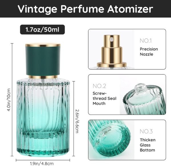 Segbeauty Cologne Travel Bottle Refillable, 2 Packs 50ml Glass Perfume Bottle Atomizer Spray Bottle, Empty Refillable Travel Bottles Fragrance Atomizer Essential Oil Perfume Container for Men Women - Image 3