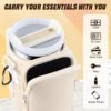 Water Bottle Tumbler Carrier Bag with Phone Pocket for Stanley, 40oz Tumbler Holder Simple with Adjustable Strap Modern Neoprene for Quencher Cup Accessories Travel, Cream White - Image 5