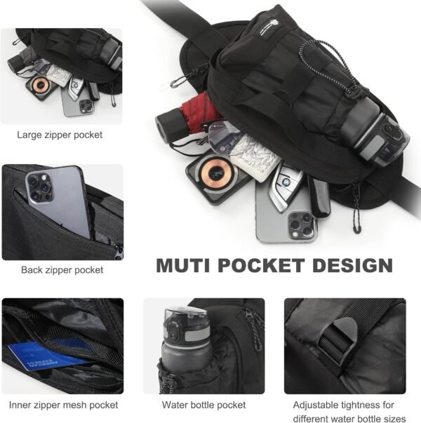 Waist Bag for Men Women with Water Bottle Holder Hiking Fanny Pack Running Waist Pack for Running Walking DogWalking Travel Cycling(Bottle Not Included) - Image 4