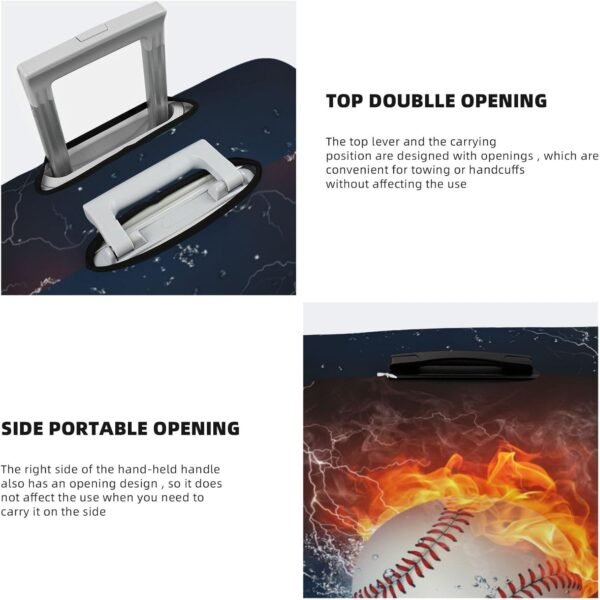 Baseball In The Water And Fire Luggage Suitcase Covers Elastic Washable Baseball Ball Lover Luggage Protector Travel Suitcase Protective Cover For Kid And Adult, M (Fit 22-24 Inch Luggage) - Image 5