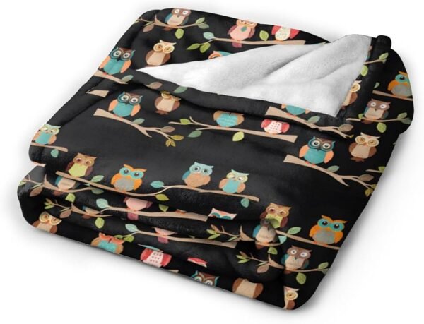 (Cute Brown Cartoon Owls) Print Fall Throw Blanket Personalized Soft Flannel Blanket for Bed Couch Sofa, Blanket for Lightweight Fuzzy Cozy Blankets for Travel Office Home 50"X40" - Image 3