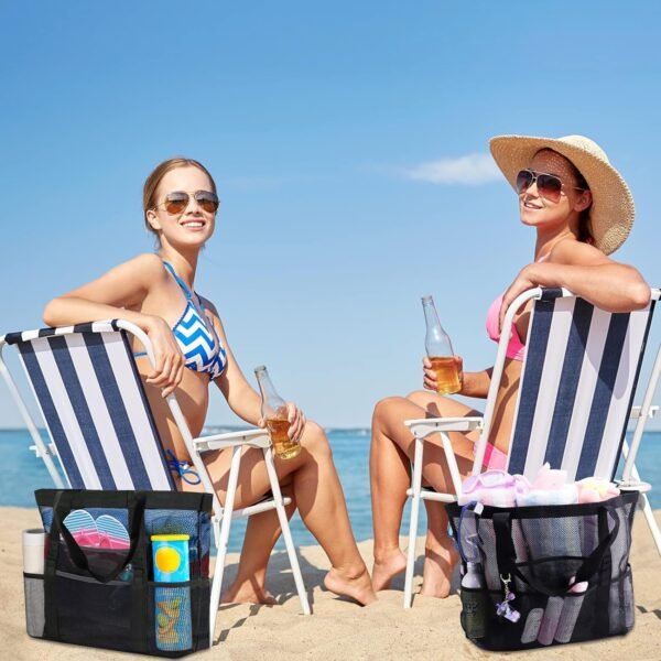 AURUZA Mesh Beach Bag Waterproof Sandproof Tote Bags Swimming Pool Bag Cruise Beach Essentials for Vacation Must Haves - Image 7
