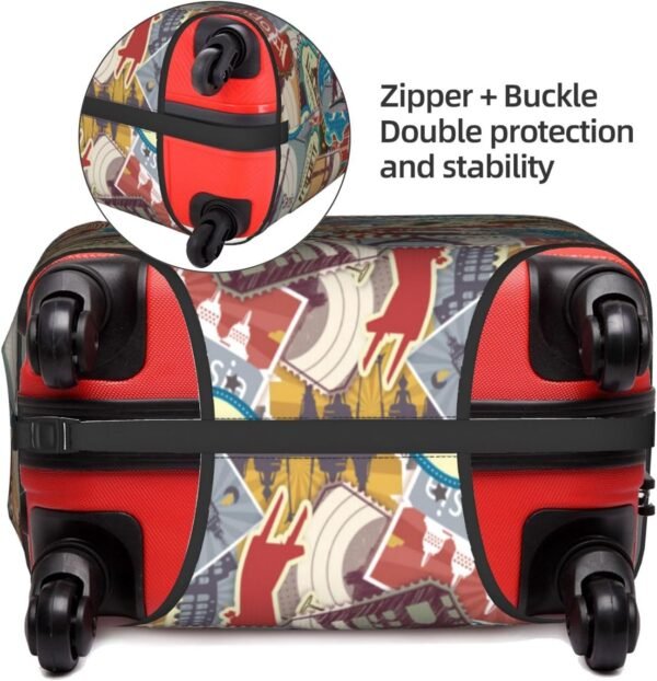 Nsipan Travel Luggage Covers Elastic Suitcase Protector with Stamp Pattern Luggage Covers for Suitcase Protector Suitcase Cover Fit for 18-21 Inch Luggage - Image 3