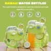 Cute Water Bottle for Kids: 26oz Kawaii Water Bottle for Girls, Funny Bear Water Bottles with Straw and Strap, Dual Compartments Leak-Proof Plastic Drinking Cup for School Sport Travel (Purple) - Image 5