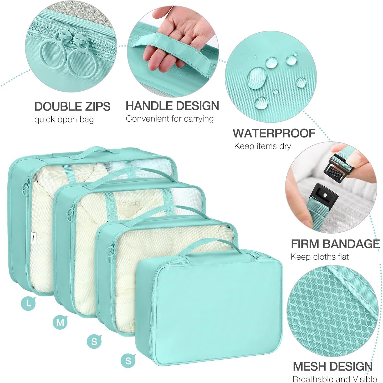 Packing Cubes for Suitcases,Packing Cubes with Shoe Bag, Cosmetics Bag, Clothing Bag, Accessories Bags Packing Cubes for Travel Luggage Organizer Women Men - Image 3