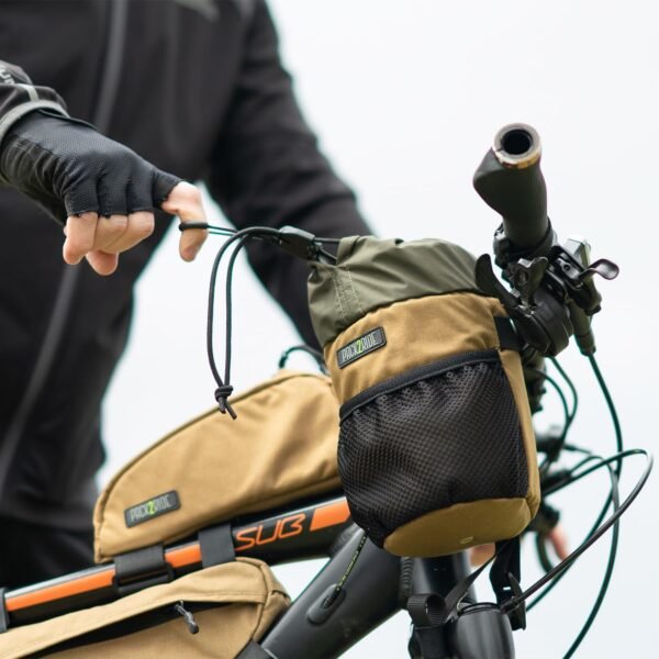 Bongo Bike Handlebar Bag - Water Resistant, Durable Cordura Fabric & Bicycle Large Water Bottle Holder - Front Biking Storage, Bikepacking Stem Bag for Cycling Travels (Black) - Image 7