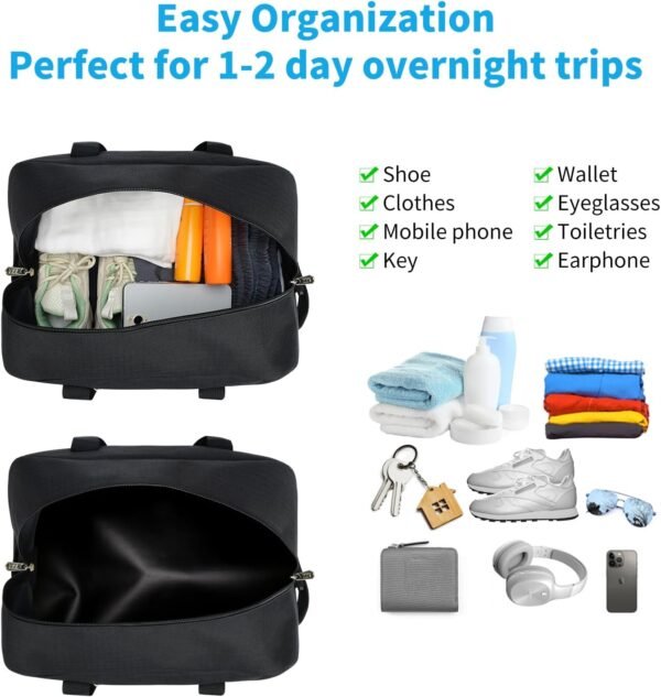 Small Gym Bag 14 inch lightweight Carry On Mini Duffel Bag for Travel Sport - Black - Image 4