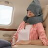 Neck Pillow for Travel, Memory Foam Travel Pillow with Hood, Adult Airplane Pillow for Head Rest Neck Support, Portable Pillow for Office Cars Trains Long Flights Sleeping (Deep Grey) - Image 9