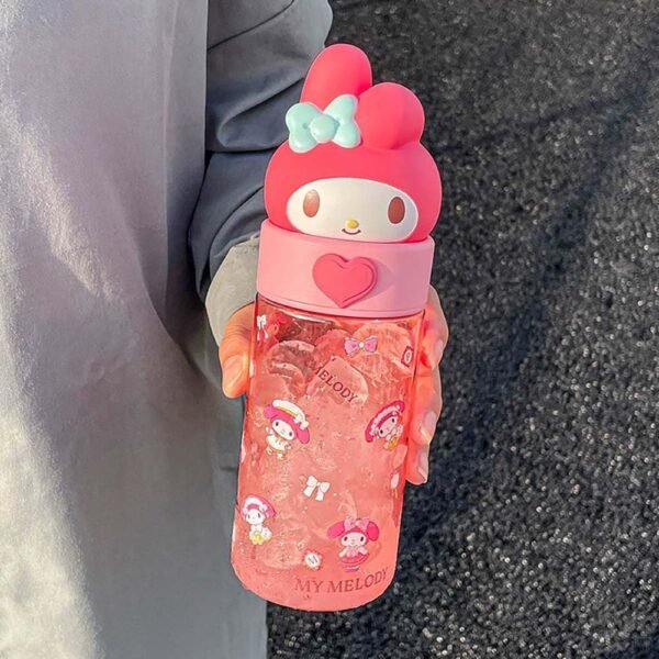 Kawaii Cartoon Water Bottle, 500ML Cute Anime Portable Drinking Bottle for Outdoor, Office, Travel, Birthday Gift Pink - Image 2