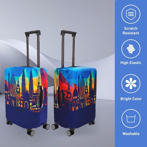 Travel Luggage Cover Protector Washable Suitcase Cover Fits 18-22 Inch Luggage (S,Blue,Landmark) - Image 2
