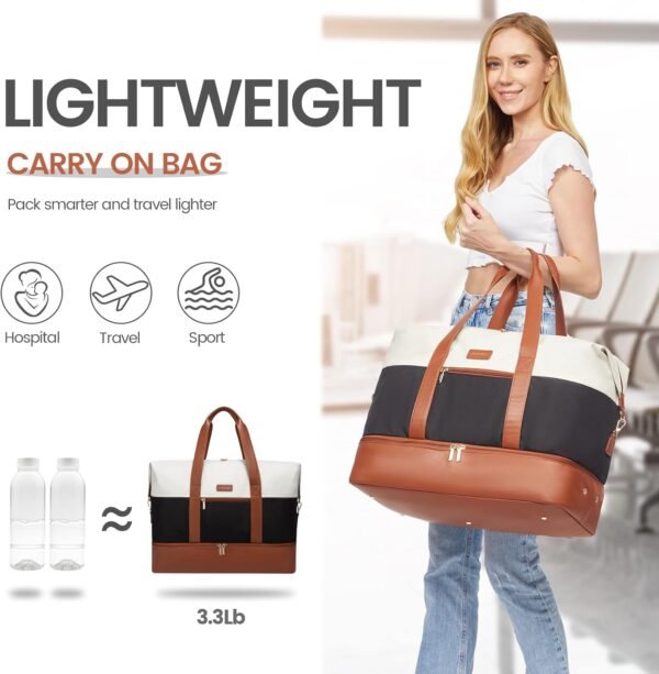 LOVEVOOK Weekender Bag, Large Travel Duffel Bag for Women with 2 Packing Cubes, Carry on Overnight Bag with Shoe Compartment, Mom Hospital Bags for Labor and Delivery - Image 8